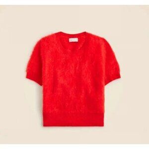 NWT J.Crew Brushed Cashmere T-shirt in Vintage Red Short Sleeve Sweater M